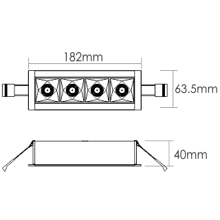RAY-Q3_1x4 Masszeichnung
