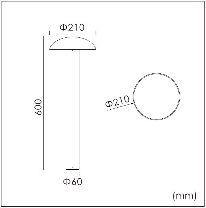 MUSHROOM-60 Masszeichnung