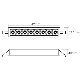 RAY-Q-1x8 Masszeichnung